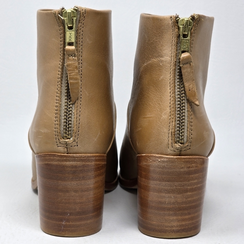 Nisolo Dari Ankle Boots Womens Size 8 Almond Leather Shoe Back Zip Heeled Bootie - Picture 4 of 11